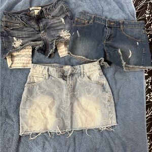 Stylish Denim Skirt and Shorts Set
